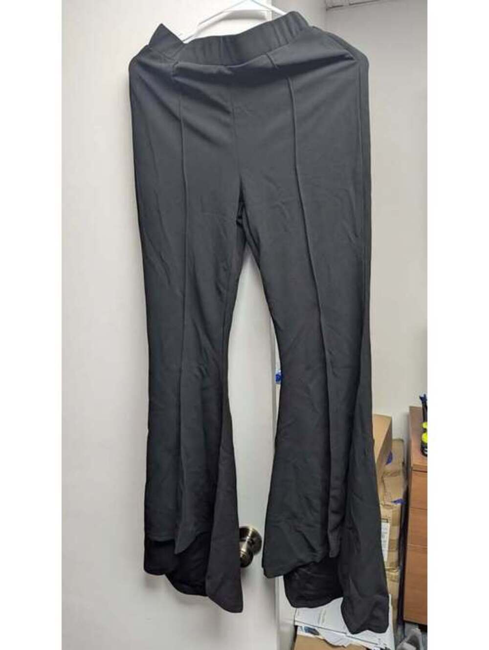 Black High-Waisted Flare Leg Pants - Size Large
